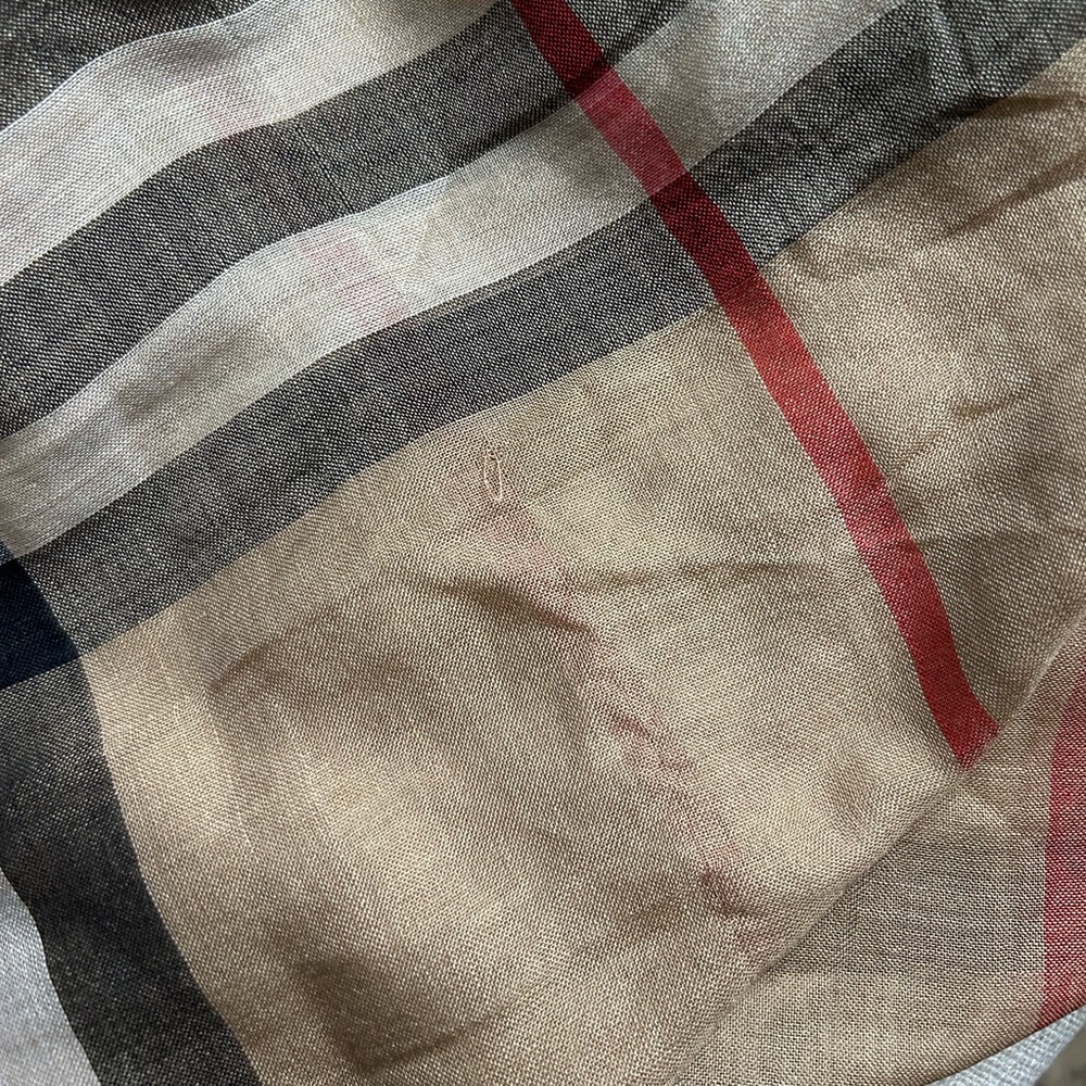 Burberry Wool Silk Check Scarf - Picture 10 of 11
